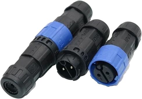 M19 Self-Locking Cable Connector Outdoor 20A Male Female Docking Power Connectors IP68 2 3 4 5 7 8 Pin Waterproof Aviation Plug(Screw Locking Wire T,2P) in Saudi Arabia