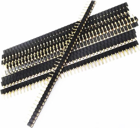 E-Simpo 10 قطع 2.54 مم (0.1 بوصة) مقبس رأس أنثى دائري ذهبي صف واحد Arduino PCB أنثى IC كريستال سوك عالي الجودة (1x40P رأس أنثى ثقب) in Kuwait