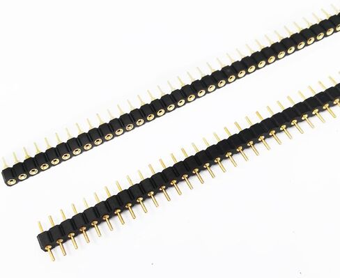 E-Simpo 10 قطع 2.54 مم (0.1 بوصة) مقبس رأس أنثى دائري ذهبي صف واحد Arduino PCB أنثى IC كريستال سوك عالي الجودة (1x40P رأس أنثى ثقب) in Kuwait