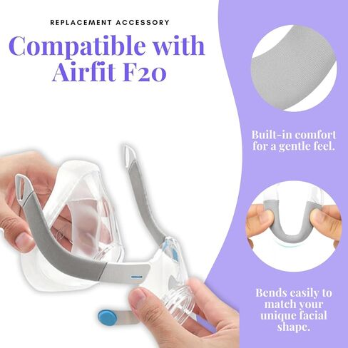 إطار بديل Airfit F20 ResMed متوافق مع قناع الوجه الكامل ResMed Airfit F20 - إطار متين فقط، لا يتضمن غطاء الرأس مشبكين in Kuwait