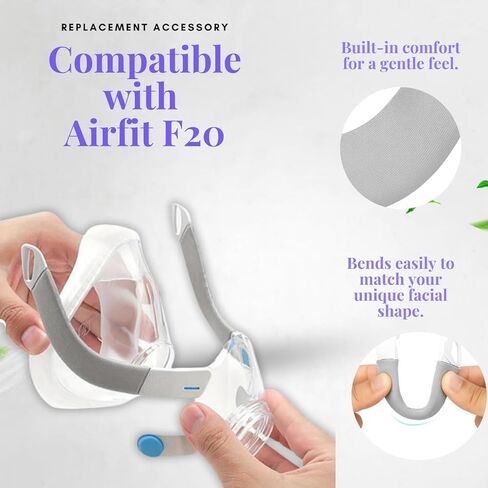 إطار بديل Airfit F20 ResMed متوافق مع قناع الوجه الكامل ResMed Airfit F20 - إطار متين فقط، لا يتضمن غطاء الرأس مشبكين in Kuwait