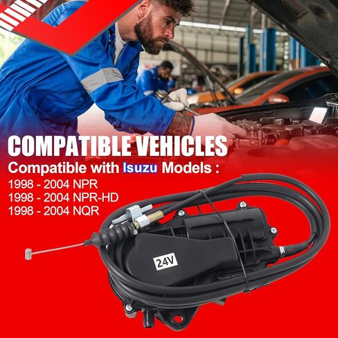 SMMS 24V with 87" Cable Motor Assembly Engine Stop for Isuzu NPR NPR-HD 4.8L 1998-04, Fuel Shut Off Solenoid Replaces OE: 8972550680 8972550690 in Saudi Arabia