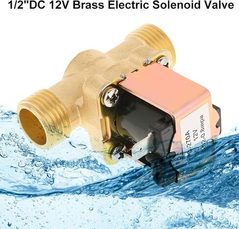 Estink 1/2 بوصة صمام الملف اللولبي الكهربائي النحاسي، 12 فولت تيار مستمر صمام التحكم في المياه مغلق عادة مع تنظيم الضغط ووظيفة ثابتة، لسخانات المياه ونوافير الشرب in Kuwait
