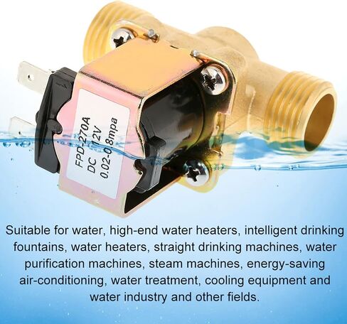 Estink 1/2 بوصة صمام الملف اللولبي الكهربائي النحاسي، 12 فولت تيار مستمر صمام التحكم في المياه مغلق عادة مع تنظيم الضغط ووظيفة ثابتة، لسخانات المياه ونوافير الشرب in Kuwait