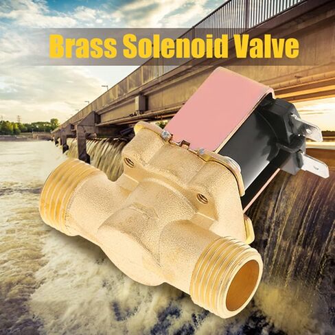 Estink 1/2 بوصة صمام الملف اللولبي الكهربائي النحاسي، 12 فولت تيار مستمر صمام التحكم في المياه مغلق عادة مع تنظيم الضغط ووظيفة ثابتة، لسخانات المياه ونوافير الشرب in Kuwait