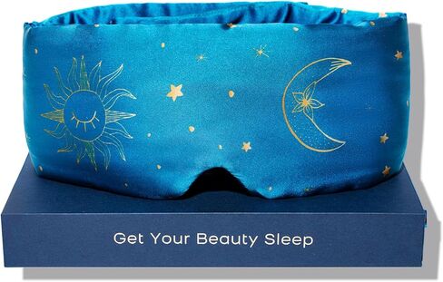 قناع نوم حريري فلور آند يانج، قناع نوم معتم قابل للتعديل للرجال والنساء، نسيج حرير التوت الناعم بنسبة 100%، غطاء عين مبرد معصوب العينين للنوم العميق أو التأمل (لونا) in Kuwait