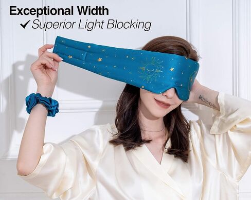 قناع نوم حريري فلور آند يانج، قناع نوم معتم قابل للتعديل للرجال والنساء، نسيج حرير التوت الناعم بنسبة 100%، غطاء عين مبرد معصوب العينين للنوم العميق أو التأمل (لونا) in Kuwait