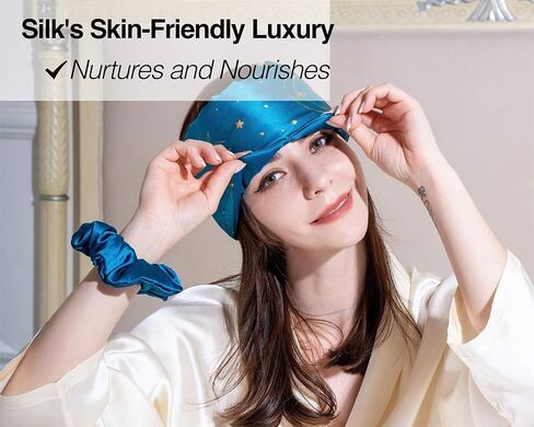 قناع نوم حريري فلور آند يانج، قناع نوم معتم قابل للتعديل للرجال والنساء، نسيج حرير التوت الناعم بنسبة 100%، غطاء عين مبرد معصوب العينين للنوم العميق أو التأمل (لونا) in Kuwait