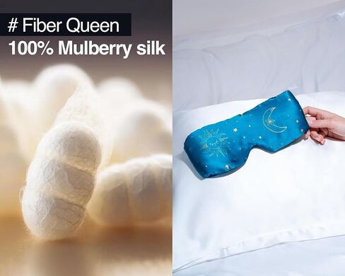 قناع نوم حريري فلور آند يانج، قناع نوم معتم قابل للتعديل للرجال والنساء، نسيج حرير التوت الناعم بنسبة 100%، غطاء عين مبرد معصوب العينين للنوم العميق أو التأمل (لونا) in Kuwait