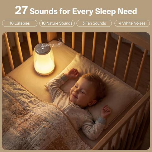 Hotmoon Sound Machine Baby Night Light، Lulllight White Noise Sound Machine التحكم عن بعد/اللمس، مؤقت، مدرب نوم الأطفال الصغار 27 صوتًا مهدئًا للأطفال في الحضانة أثناء النوم والرضاعة الطبيعية وغرفة نوم التهويدة in Kuwait