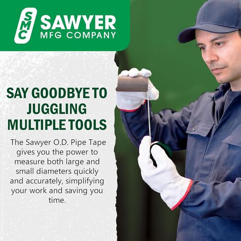 Sawyer Mfg Company Pipe Tape – Compact, Portable Tool for Fieldwork – Durable, Quick & Easy to Use – Standard Inches for Outside Diameter (Up to 79") – Hundredths Measurements (Up to 25.20") in Kuwait