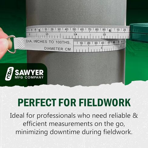 Sawyer Mfg Company Pipe Tape – Compact, Portable Tool for Fieldwork – Durable, Quick & Easy to Use – Standard Inches for Outside Diameter (Up to 79") – Hundredths Measurements (Up to 25.20") in Kuwait