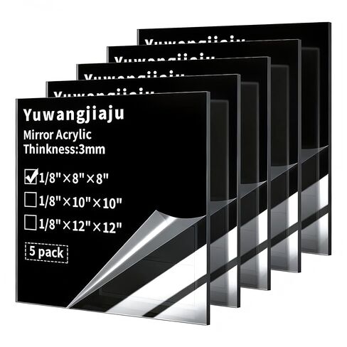 5 Pack Acrylic Mirror Sheets, 12 x 12 inch 1/8 Thick 3mm Mirror Plexiglass Panels for DIY Crafts Decor, Laser Cutting & Engraving, Protective Film, Red in Saudi Arabia