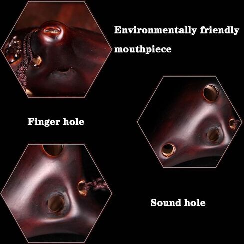 Mini 6-Hole Treble F (SF) الأكرينا الطينية المدخنة، آلة موسيقية وطنية إبداعية على شكل غواصة، زخارف قلادة رائعة، حبل قصير + مواد تعليمية in Kuwait