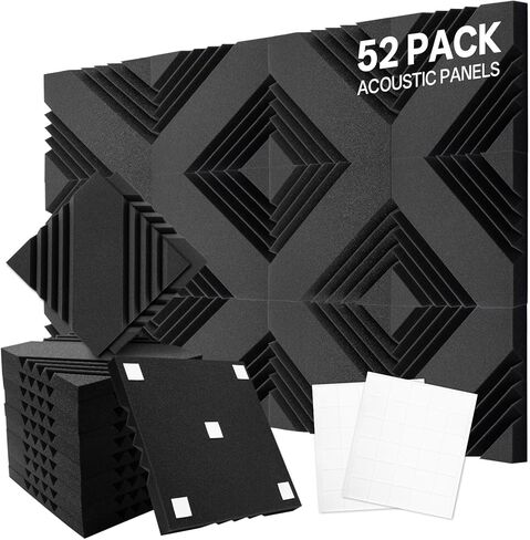 52 حزمة من الألواح الصوتية المحسنة من VallisCo مقاس 2 × 12 × 12 بوصة - ألواح إسفنجية صوتية لعزل الصوت وتقليل الضوضاء والألواح العازلة للصوت للاستوديوهات والمكاتب والمسارح المنزلية (2 × 12 × 12 بوصة) in Saudi Arabia