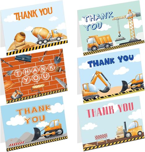 فانسي لاند البناء شكرا لك بطاقات 24 حزمة للأطفال شكرا لك ملاحظات بطاقات المعايدة مع مغلفات هدية عيد ميلاد المعلم in Kuwait