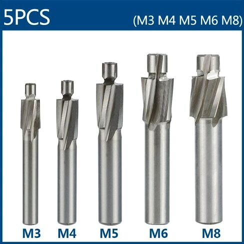 HSS Counterbore End Mill Pilot Slotting Tool Countersink End Mills CNC Router Bit Milling Tool,5pcs Set in Kuwait