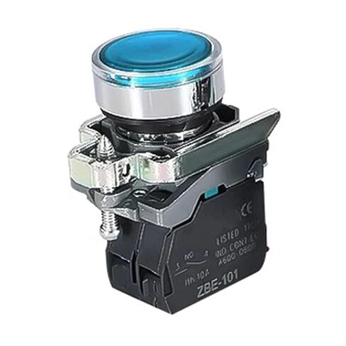 1 قطعة مفتاح زر ضغط، XB4 رأس مسطح مستدير مع توقف تشغيل الضوء عادة مفتوح ومغلق ذاتيًا (أزرق، 2NC، 24 فولت) in Kuwait