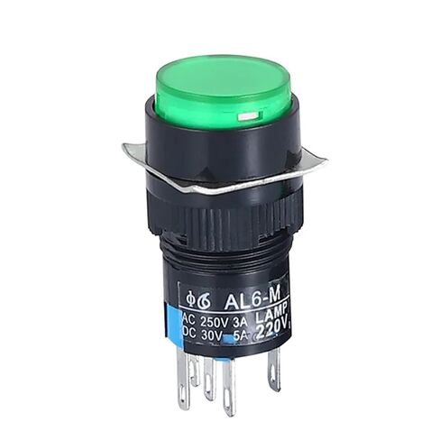 مفتاح زر ضغط قطعة واحدة، اتصال فضي مستدير 16 مم مؤقت وقفل ذاتي 1NO1NC 5V 12V 24V 220V 5 دبابيس طاقة (أحمر، 2NO 2NC_Reset_12V) in Kuwait