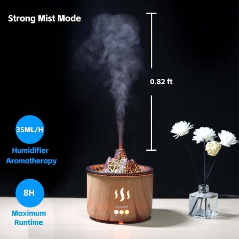 Fire Flame Essential Diffuser, Aromatherapy Oil Diffuser, Fireplace Humidifier, 200ml Cool Mist Ultrasonic Fragrance Aroma Humidifier for Home, Bedroom, Auto-Off, Premium 2 Colors Changing Light. in Saudi Arabia