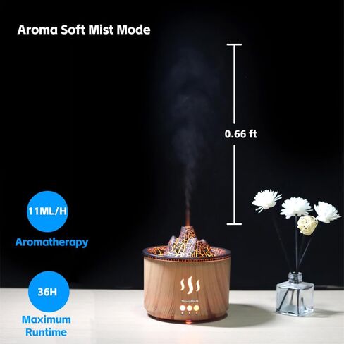 Fire Flame Essential Diffuser, Aromatherapy Oil Diffuser, Fireplace Humidifier, 200ml Cool Mist Ultrasonic Fragrance Aroma Humidifier for Home, Bedroom, Auto-Off, Premium 2 Colors Changing Light. in Saudi Arabia