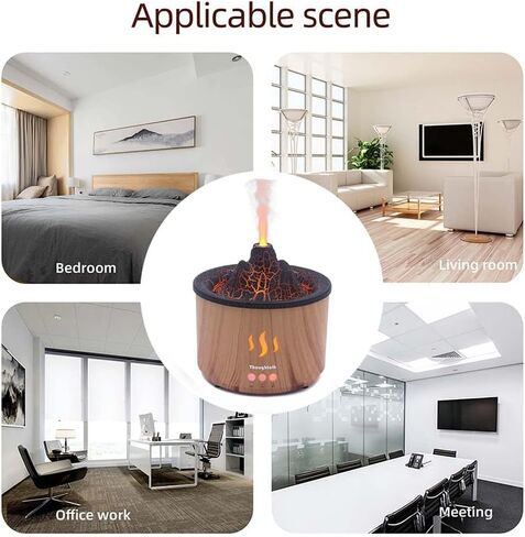 Fire Flame Essential Diffuser, Aromatherapy Oil Diffuser, Fireplace Humidifier, 200ml Cool Mist Ultrasonic Fragrance Aroma Humidifier for Home, Bedroom, Auto-Off, Premium 2 Colors Changing Light. in Saudi Arabia