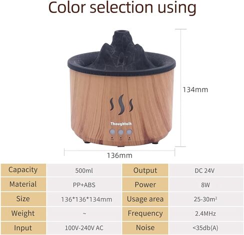 Fire Flame Essential Diffuser, Aromatherapy Oil Diffuser, Fireplace Humidifier, 200ml Cool Mist Ultrasonic Fragrance Aroma Humidifier for Home, Bedroom, Auto-Off, Premium 2 Colors Changing Light. in Saudi Arabia