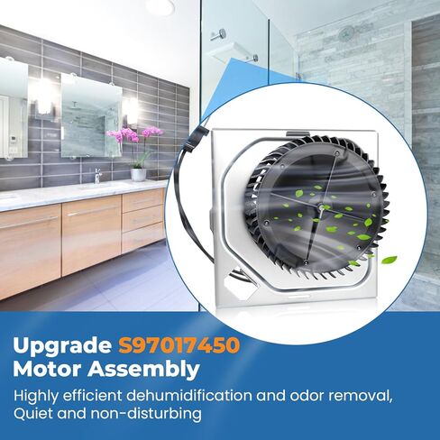 مجموعة مروحة الحمام S97017450 لـ Broan 771، 771-A، محرك مروحة العادم يستبدل S97017450 120V، 70CFM، 1.5A، 3000 دورة في الدقيقة، يشمل المحرك وعجلة النفخ ولوحة التثبيت in Saudi Arabia