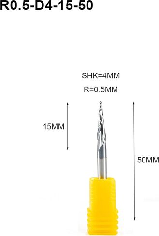 قاطعة طحن من الكربيد 2 ساق R0.25-R1.0 × 4 مم، 2 أخاديد طواحين نهاية كروية مدببة مطلية بكربيد التنجستن، قواطع طحن مستدقة باستخدام الحاسب الآلي، طواحين نهاية مستدقة خشبية (الأبعاد: R1.0XD4X15X50 مم) in Kuwait