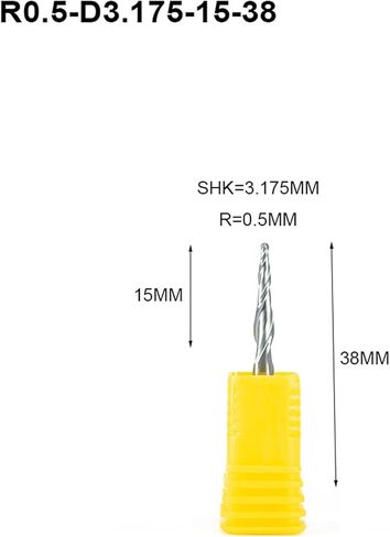 كربيد قاطعة الطحن 10 قطعة R0.5xD3.175x15x38 مطحنة نهاية الكرة مدبب مع طلاء كربيد التنغستن مدبب قاطعة الطحن باستخدام الحاسب الآلي لقمة نقش النجارة in Kuwait
