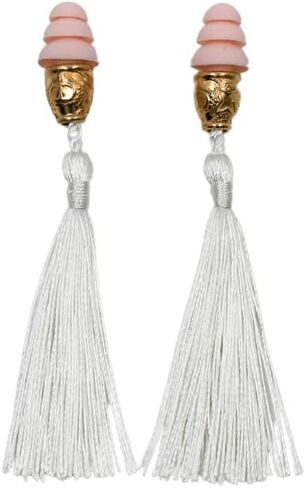 Breakfast at Tiffany's Inspired Tassel Earplug - Perfect for Audrey Hepburn Costume, Decorations, Holly Golightly - Basic Noise Cancelling Fashionable earplugs (Dusty Rose, One Size) in Saudi Arabia