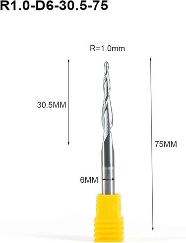 قاطعة طحن من الكربيد 6 قطع SHK 6 ملم R0.25-R1.0 مطحنة نهاية كروية مدببة مع طلاء كربيد التنغستن، قاطعة طحن مدببة باستخدام الحاسب الآلي لقمة نقش الأعمال الخشبية in Kuwait