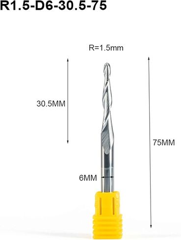 قاطعة طحن من الكربيد 6 قطع SHK 6 ملم R0.25-R1.0 مطحنة نهاية كروية مدببة مع طلاء كربيد التنغستن، قاطعة طحن مدببة باستخدام الحاسب الآلي لقمة نقش الأعمال الخشبية in Kuwait
