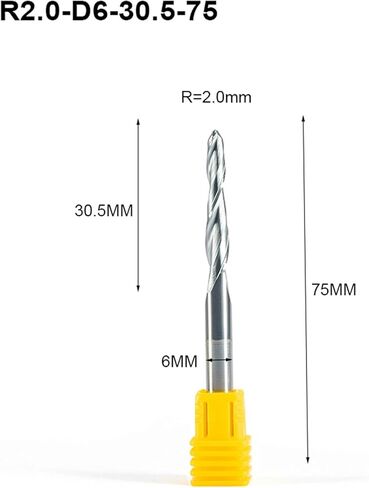 قاطعة طحن من الكربيد 6 قطع SHK 6 ملم R0.25-R1.0 مطحنة نهاية كروية مدببة مع طلاء كربيد التنغستن، قاطعة طحن مدببة باستخدام الحاسب الآلي لقمة نقش الأعمال الخشبية in Kuwait