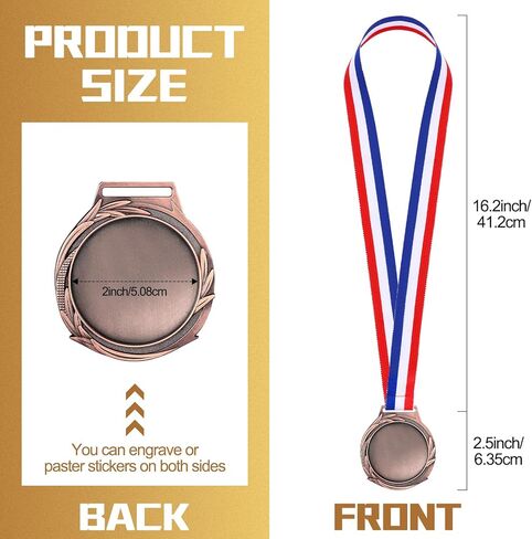 Sasylvia Blank Award Medals with Neck Ribbons Create Your Own Medals Kit Cheer Medals Winner Medals Participation Trophy Metal Gifts for Soccer Football Party Game (120 Pcs,Bronze,Wheat) in Saudi Arabia