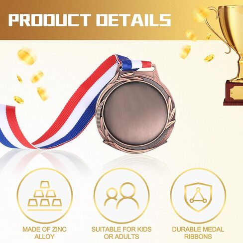 Sasylvia Blank Award Medals with Neck Ribbons Create Your Own Medals Kit Cheer Medals Winner Medals Participation Trophy Metal Gifts for Soccer Football Party Game (120 Pcs,Bronze,Wheat) in Saudi Arabia