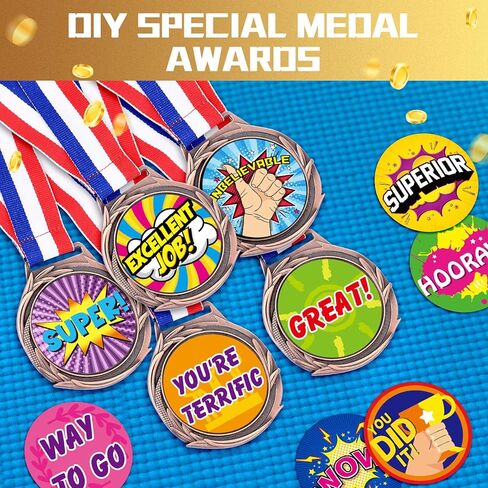 Sasylvia Blank Award Medals with Neck Ribbons Create Your Own Medals Kit Cheer Medals Winner Medals Participation Trophy Metal Gifts for Soccer Football Party Game (120 Pcs,Bronze,Wheat) in Saudi Arabia
