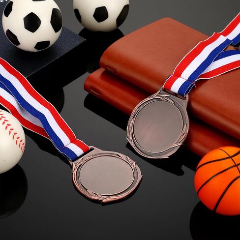 Sasylvia Blank Award Medals with Neck Ribbons Create Your Own Medals Kit Cheer Medals Winner Medals Participation Trophy Metal Gifts for Soccer Football Party Game (120 Pcs,Bronze,Wheat) in Saudi Arabia