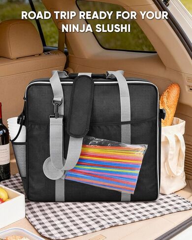 حقيبة حمل آلة Ninja Slushie لـ FS301 وFS300، حقيبة حمل Ninja Slushie ذات فتحة أمامية مع 3 طرق للحمل ووسادة كتف سميكة، حماية ثلاثية الطبقات لصانع المشروبات المجمدة وملحقاتها in Kuwait