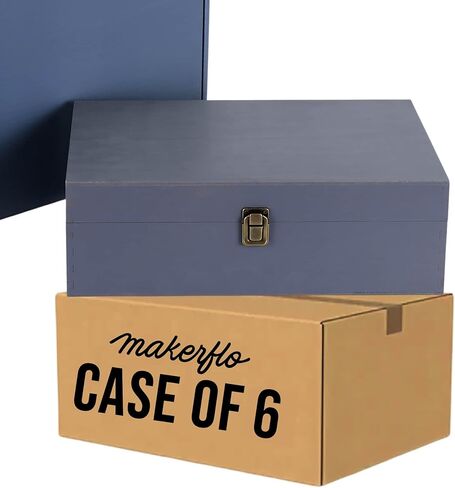 Makerflo XL Dark Walnut Wood Box (حزمة من 1) مع مفصلي مع المشبك ، والأسود في الداخل ، وعلبة خشبية التذاكر مثالية للحرف والتشكيل (نقش بالليزر ، الإيبوكسي ، الأشعة فوق البنفسجية ، والفينيل) in Kuwait
