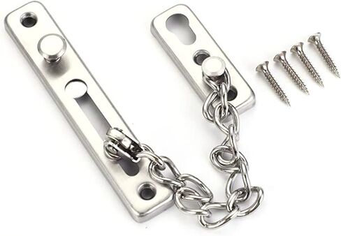 قفل سلسلة قطعتين قفل باب الفندق قفل مضاد للسرقة، سلسلة مسمار، مشبك أمان منزلي، ملحقات الأجهزة. (فضي) in Kuwait