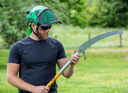 مجموعة المنشار القطبي مقاس 18 بوصة مع شفرة مزدوجة سميكة مقاومة للصدأ ومطلية بالكروم مقاس 15 بوصة مع أسنان مقواة بالنبض وسعة قطع 8 بوصة، 3 × 6 أقدام. أعمدة من الألياف الزجاجية الصفراء (40207) in Kuwait