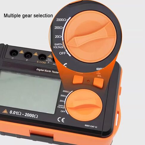 Digital Earth Resistance Tester, Ground Resistance Meter, Measurement Range 0.01‑2000Ω, 200V Voltage Measure, with LCD Backlit Display, for Comprehensive Testing in Kuwait