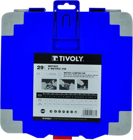 TIVOLY - مجموعة عالية الجودة مكونة من 29 قطعة - نقر خاص وخيوط مع ملحقات - للاستخدام في الفولاذ القوي - علبة متينة in Kuwait