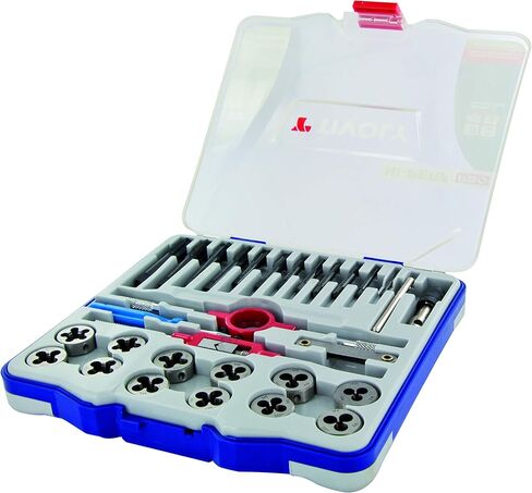 TIVOLY - مجموعة عالية الجودة مكونة من 29 قطعة - نقر خاص وخيوط مع ملحقات - للاستخدام في الفولاذ القوي - علبة متينة in Kuwait