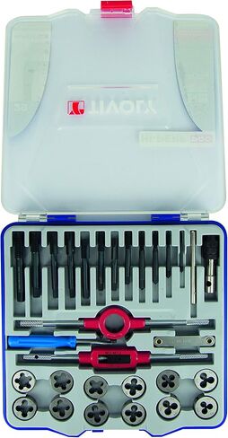 TIVOLY - مجموعة عالية الجودة مكونة من 29 قطعة - نقر خاص وخيوط مع ملحقات - للاستخدام في الفولاذ القوي - علبة متينة in Kuwait