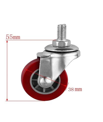 [Pack of 4] Casters 1.5 inch M8 Screw Universal Wheel Trolley Diameter 38 mm Maroon PU Polyurethane Furniture in Saudi Arabia