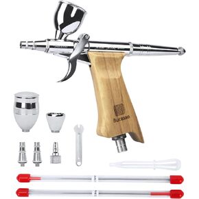 Airbrush Guns for Painting, Double Action Trigger Airbrush Kit with 0.3mm/0.5mm/0.8mm Needles/Nozzle Sets, Replaceable Fluid Cup, Airbrush Spray Set for Painting Nails Cake Tattoo