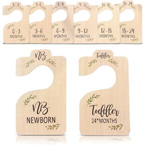 Beautiful Wooden Baby Clothes Dividers for Closet | Set of 8 Double Sided Baby Closet Size Dividers| Newborn to 24 Months Nursery Decor Baby Closet Dividers for Your Little Baby Girls or Boy Room