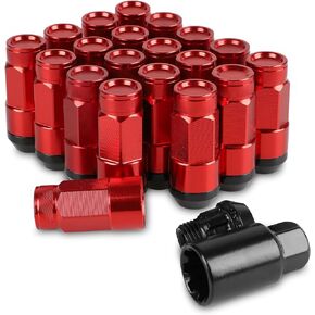 20 قطعة من صواميل العروة ذات النهاية المغلقة M12X1.5 صواميل العجلات + مقبس (أسود)